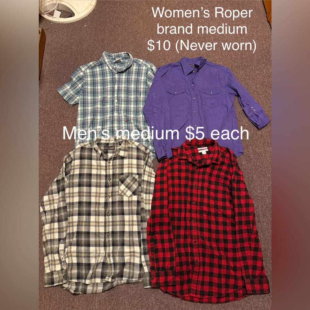 Plaid and Solid Men's Medium Shirts